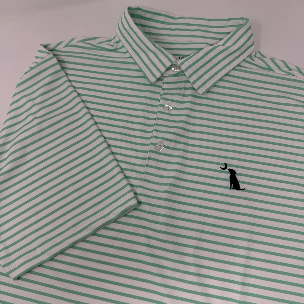 Local Boy Outfitters Edisto Stripe Polo in Turquoise embroidered large